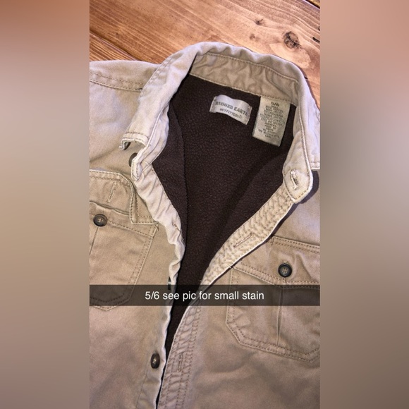 Rugged Earth 5/6 corduroy type jacket with warm inside. See small stain in pic. - Picture 2 of 3